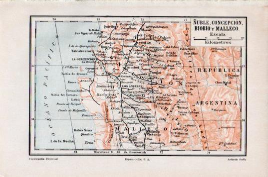 LAMINA V44708: Mapa de Ñuble, Concepcion, Biobio y Malleco