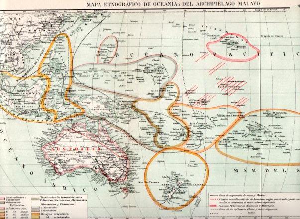 LAMINA V45060: Mapa Etnografico de Oceania y Archipielago Malayo
