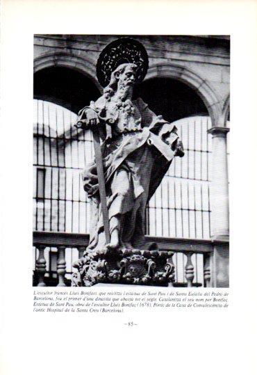 LAMINA V45328: Estatua de Sant Pau, Hospital de la Santa Creu a Barcelona