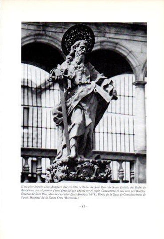 LAMINA V45328: Estatua de Sant Pau, Hospital de la Santa Creu a Barcelona