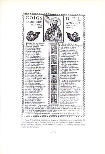 LAMINA V45325: Goigs de sant Francesc Xavier any 1738
