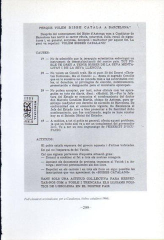 LAMINA V45129: Full clandesti reivindicant bisbes catalans 1966