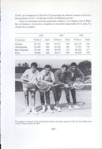 LAMINA V45128: Jugadors de la Copa Davis al Tenis Barcelona 1965