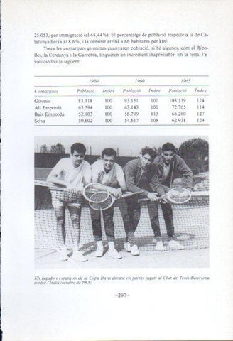 LAMINA V45128: Jugadors de la Copa Davis al Tenis Barcelona 1965