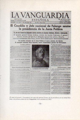LAMINA V45086: Portada La Vanguardia 4 setembre 1942
