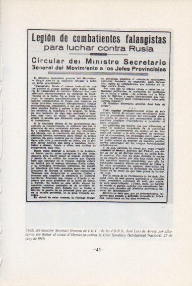 LAMINA V45073: Crida per lluitar amb Alemania contra la Unio Sovietica 1941