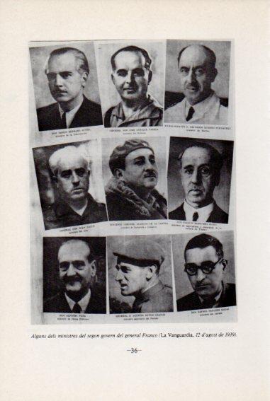 LAMINA V45069: Ministres del segon govern de Franco 1939