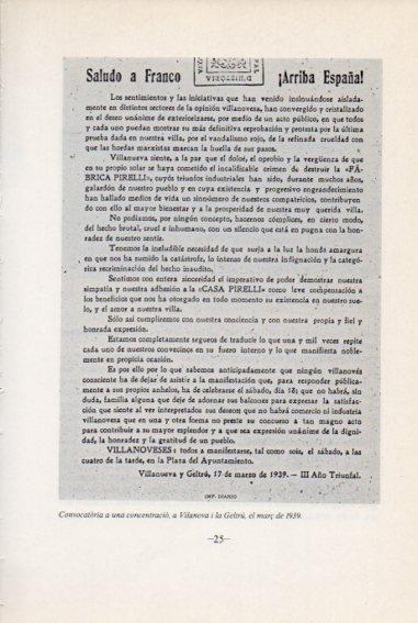 LAMINA V45067: Convocatoria concentracio a Vilanova i la Geltru març 1939