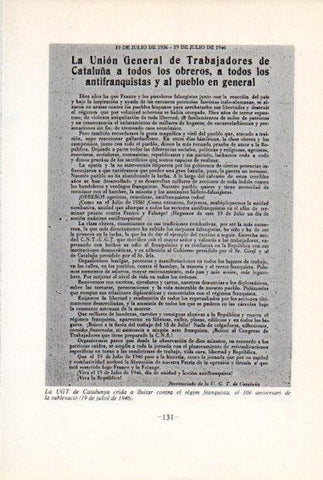 LAMINA V45092: UGT Catalunya crida a lluitar contra el franquisme juliol 1946
