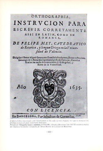 LAMINA V45259: Portada de Ortografia llatina y castellana de Felip Mey 1635