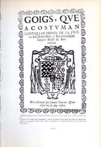 LAMINA V45239: Goigs els presos de la preso del Bisbe de Barcelona 1681