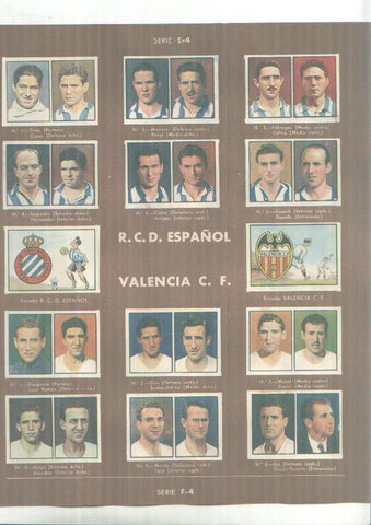 Cromos: Gallina Blanca: R.C.D. Español + Valencia C.F + R.Madrid + C.G.Tarragona