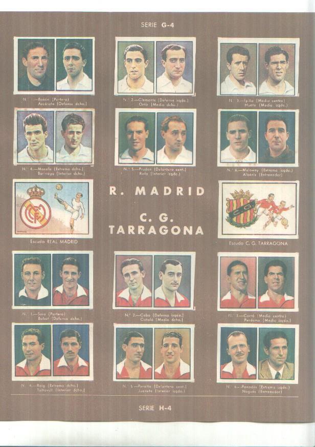 Cromos: Gallina Blanca: R.C.D. Español + Valencia C.F + R.Madrid + C.G.Tarragona