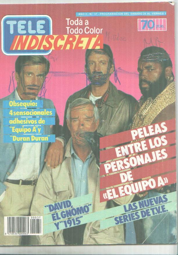 Revista Tele Indiscreta numero 37: garabatos en cubierta segun imagen, faltan paginas 41 a 44