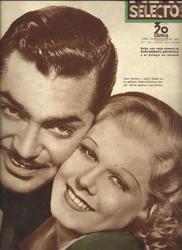 LAMINA 37826: Portada con Jean Harlow y Clark Gable