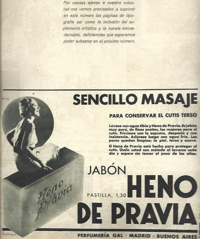 LAMINA 37827: Publicidad de jabon Heno de Pravia