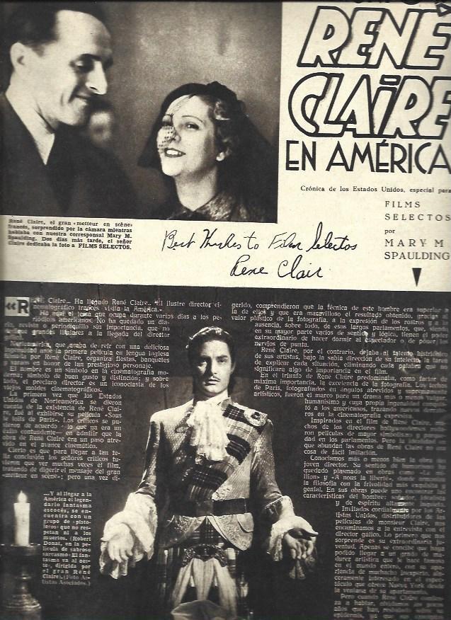 LAMINA 37815: Rene Claire en America