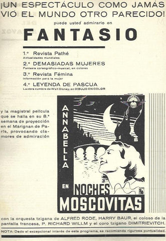 LAMINA 37852: Publicidad de Anabela en Noches Moscovitas
