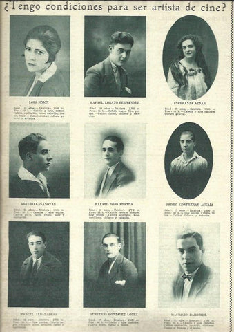 LAMINA 37892: Candidatos a actores en 1927