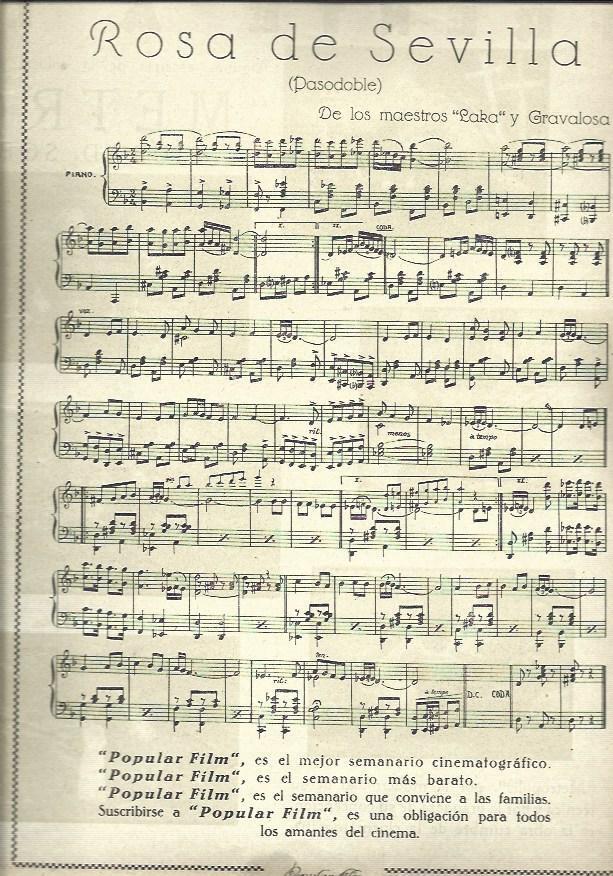 LAMINA 37881:Partitura del pasodoble Rosa de Sevilla