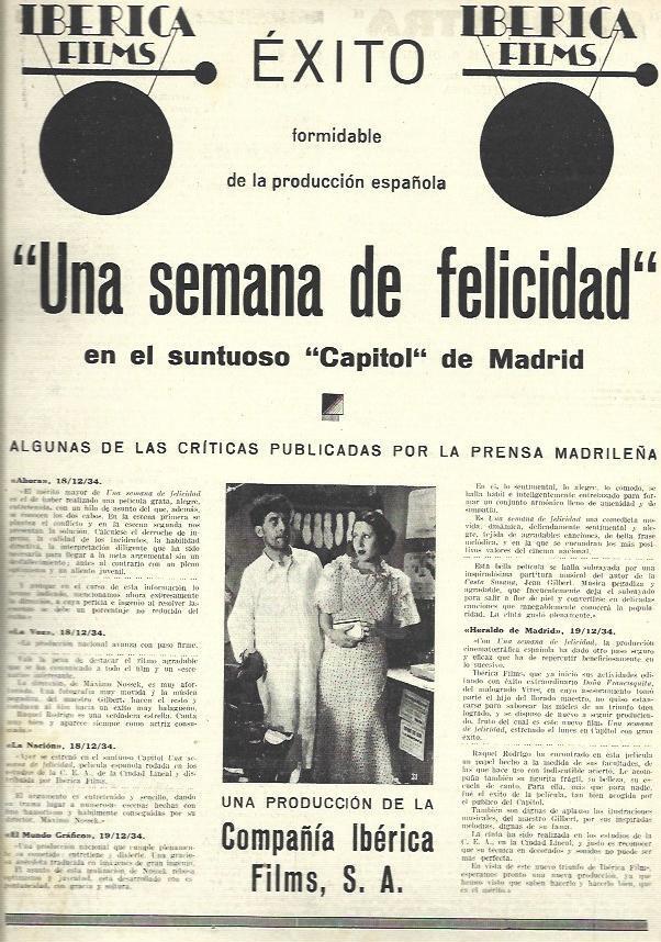 LAMINA 37859: Publicidad de Una semana de felicidad en el Capitol de Madrid