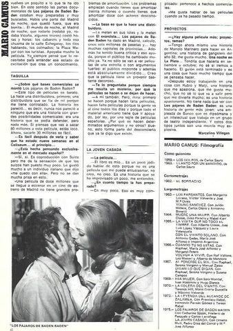 LAMINA 37592: Escena de Los pajaros de Baden Baden y filmografia de Mario Camus