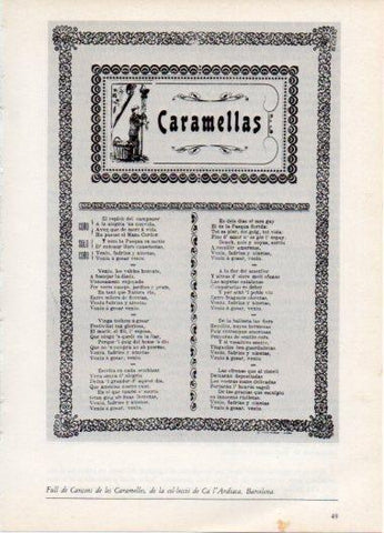 LAMINA V45788: Full de Cançons de les Caramelles, Col·lecio Ca l'Ardiaca