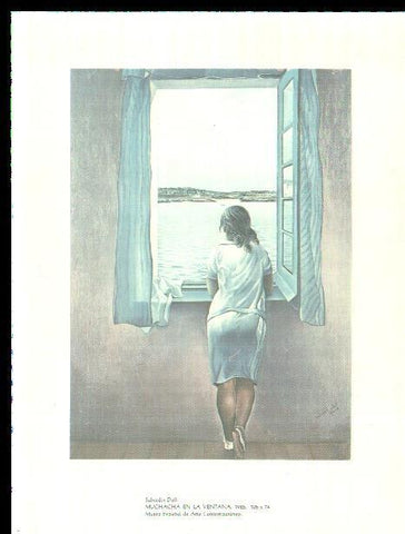 Tarjeta con Muchacha en la ventana de Salvador Dali 