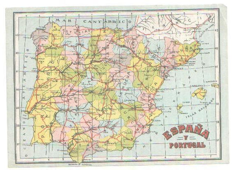 lamina mapa de España y Portugal