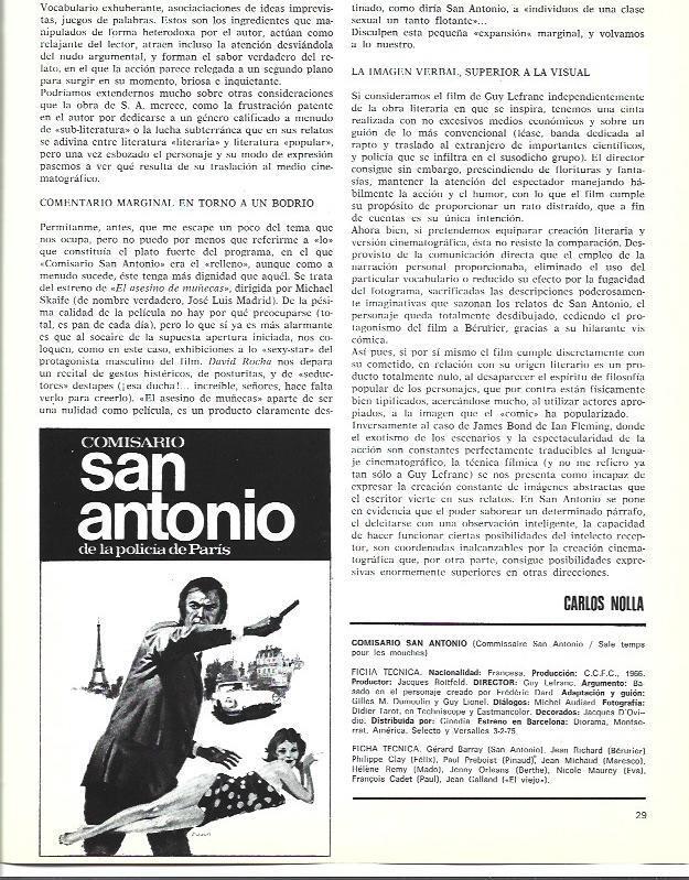 LAMINA 38085: Ficha tecnica de Comisario San Antonio de la policia de Paris