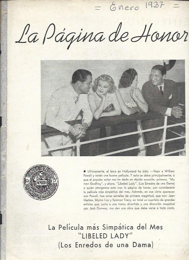 LAMINA 38024: Publicidad del film Libeled Lady