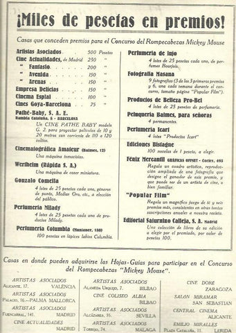 LAMINA 37922: Publicidad Concurso Mickey Mouse