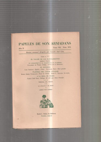 Papeles de son armadans Tomo VII numero 19: El taller de los razonamientos-