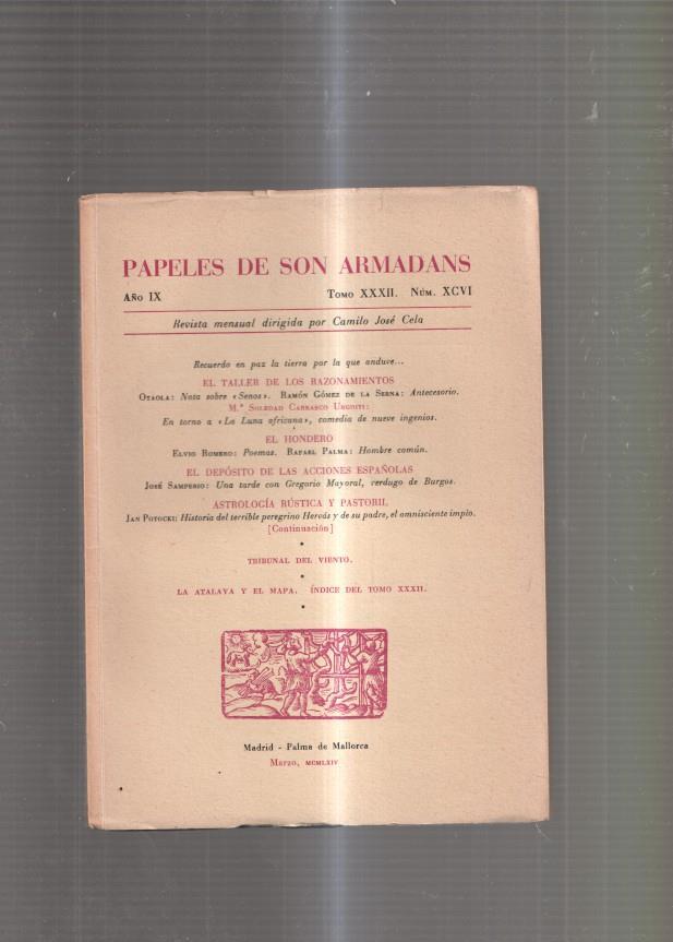 Papeles de Son Armadans Tomo 32, numero 96: El taller de los razonamientos-