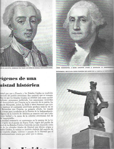 LAMINA 38548: El Marques de Lafayette, George Washington y estatua de Rochambeau