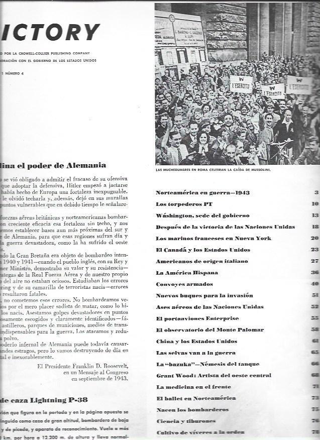 LAMINA 38428:  Indice del numero 4 de la revista Victory