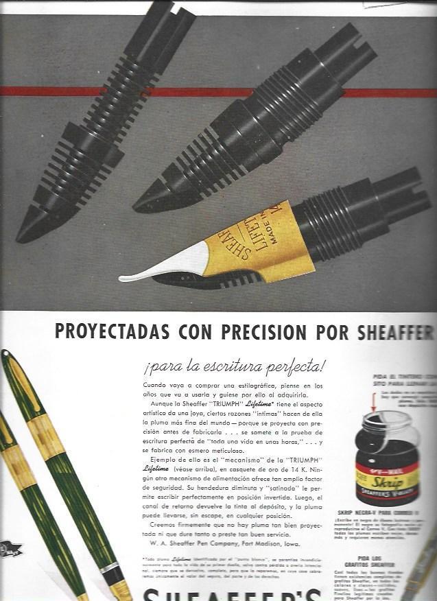 LAMINA 38651: Contraportada con publicidad de plumas Sheaffer's