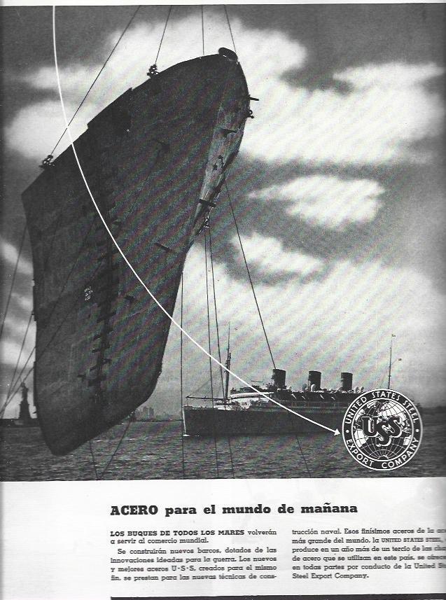 LAMINA 38667: Publicidad de acero para buques de US Steel Export Company