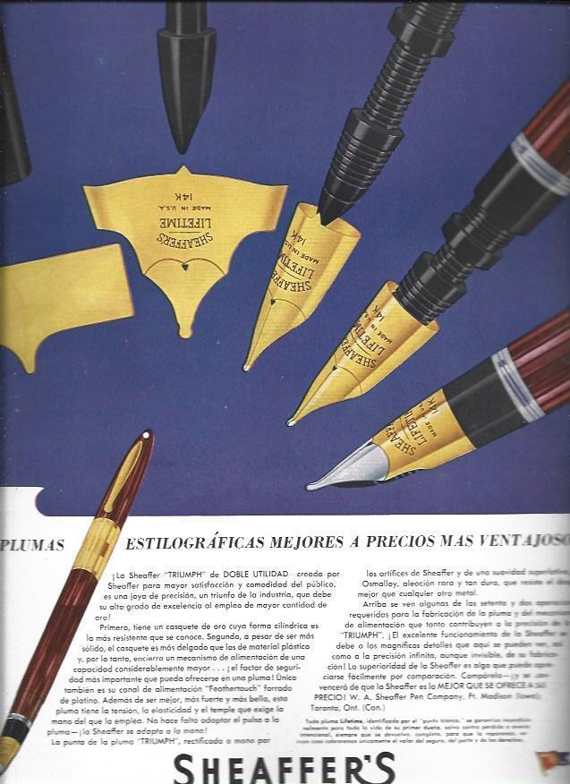 LAMINA 38618: Contraportada con publicidad de Sheaffer's