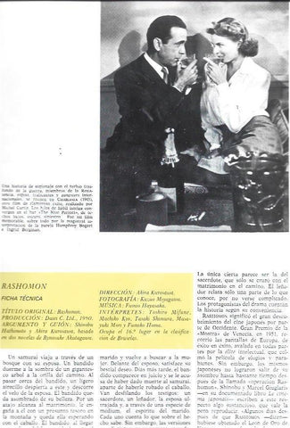 LAMINA 38220: Bogart y Bergman en Casablanca y ficha de Rashomon