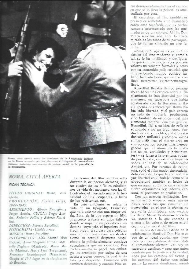 LAMINA 38212: Escena y ficha de Roma, citta aperta