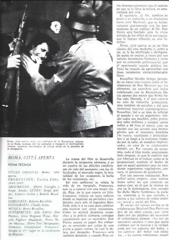 LAMINA 38212: Escena y ficha de Roma, citta aperta