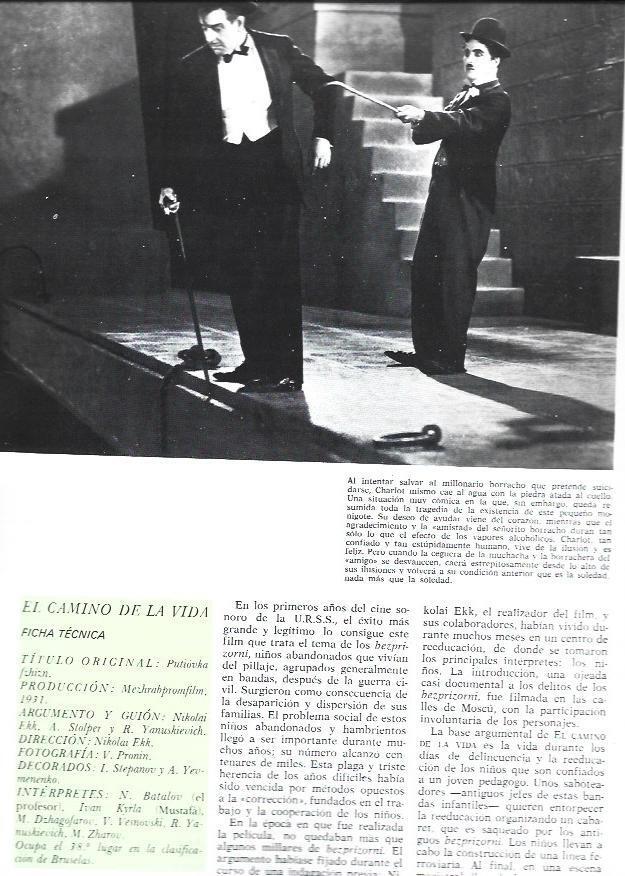 LAMINA 38182: Chaplin en Luces de la ciudad y ficha de El camino de la vida