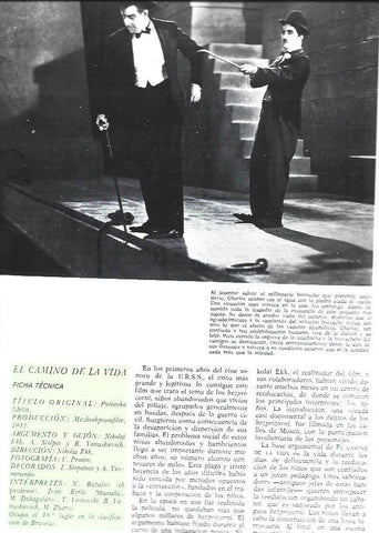 LAMINA 38182: Chaplin en Luces de la ciudad y ficha de El camino de la vida