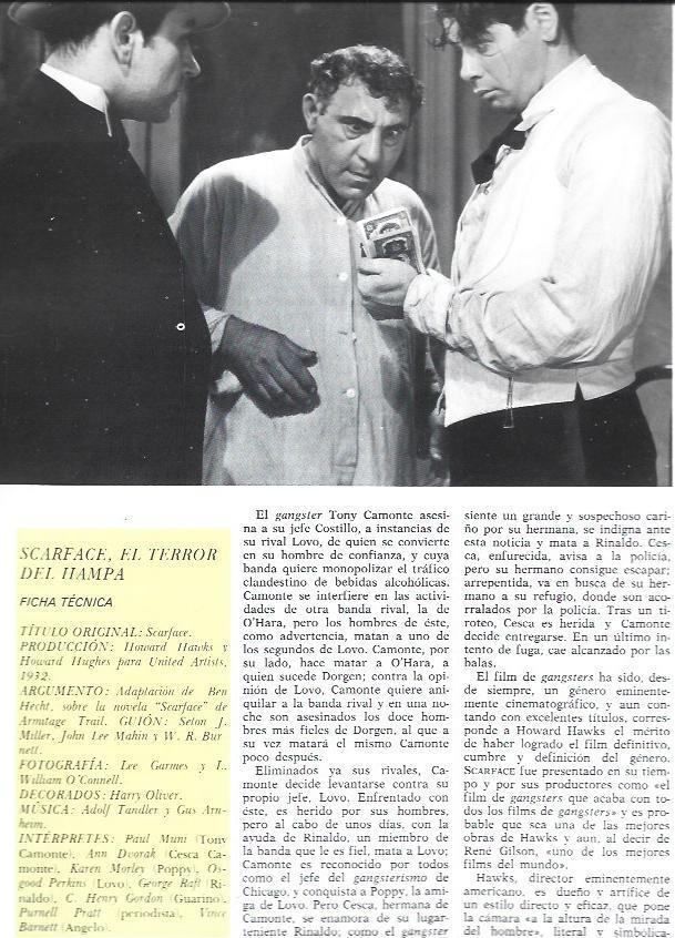 LAMINA 38189: Escena y ficha de Scarface, el terror del hampa de 1932