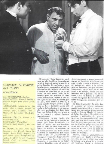 LAMINA 38189: Escena y ficha de Scarface, el terror del hampa de 1932