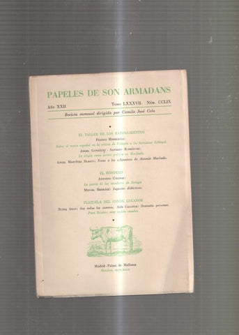 Papeles de Son Armadans Tomo 88, nnumero 263: El taller de los razonamientos:
