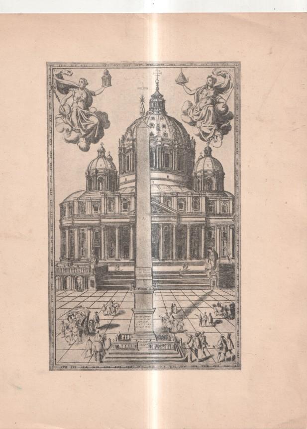 Grabado numerado 4 (Díptico de felicitación, diciembre 1946): Obelisto del Vaticano
