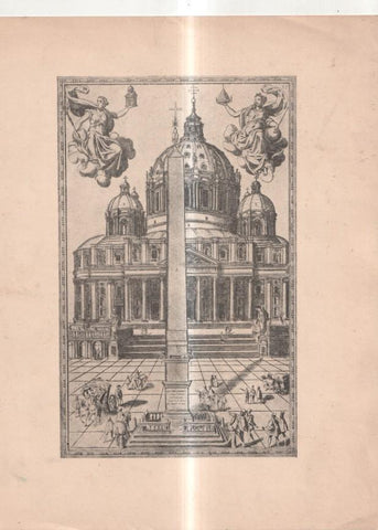 Grabado numerado 4 (Díptico de felicitación, diciembre 1946): Obelisto del Vaticano