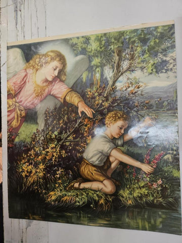 Lámina/ilustración (numerada 2): ángel detrás de un niño